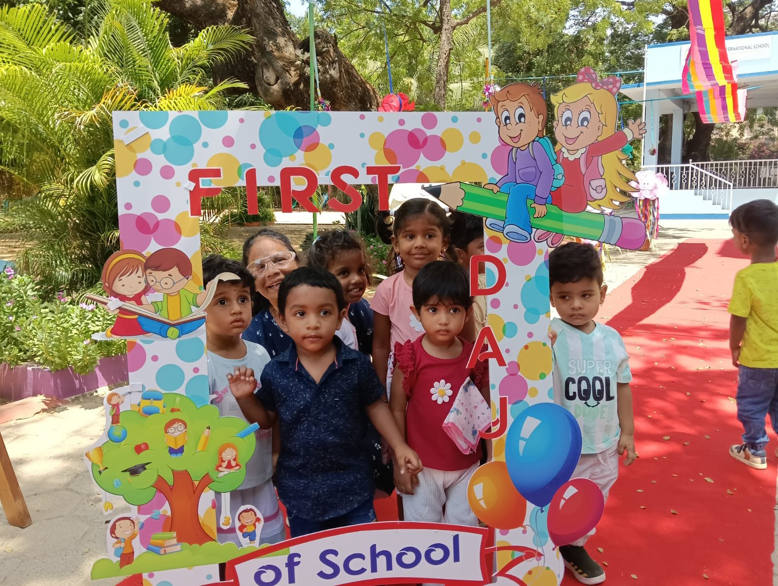 OLIS Time Playgroup children celebrating their first day of school